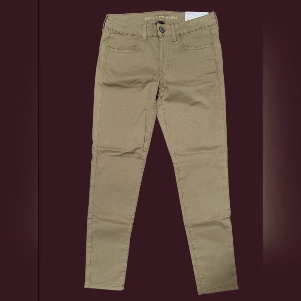 American Eagle Women's Jeggings Size 29 Inseam 26.5" Tan Super Stretch Low Rise